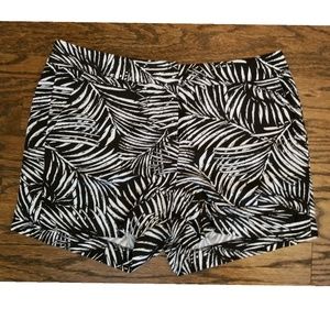 Black and white tropical linen shorts